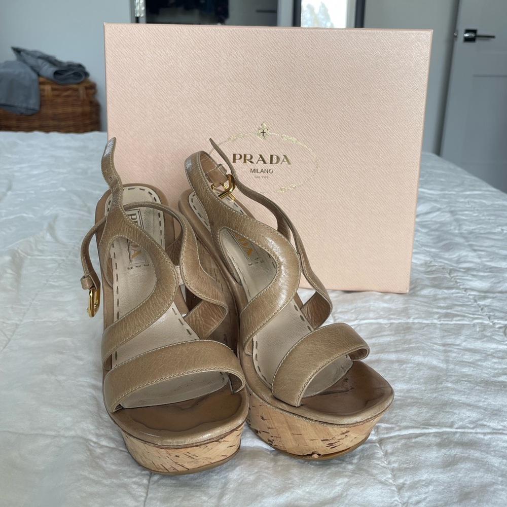 Prada Cork Wedges